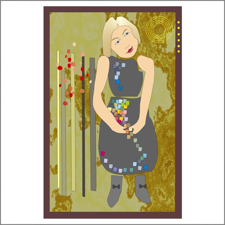 1997 Vrouw in bonte jurk (93K)